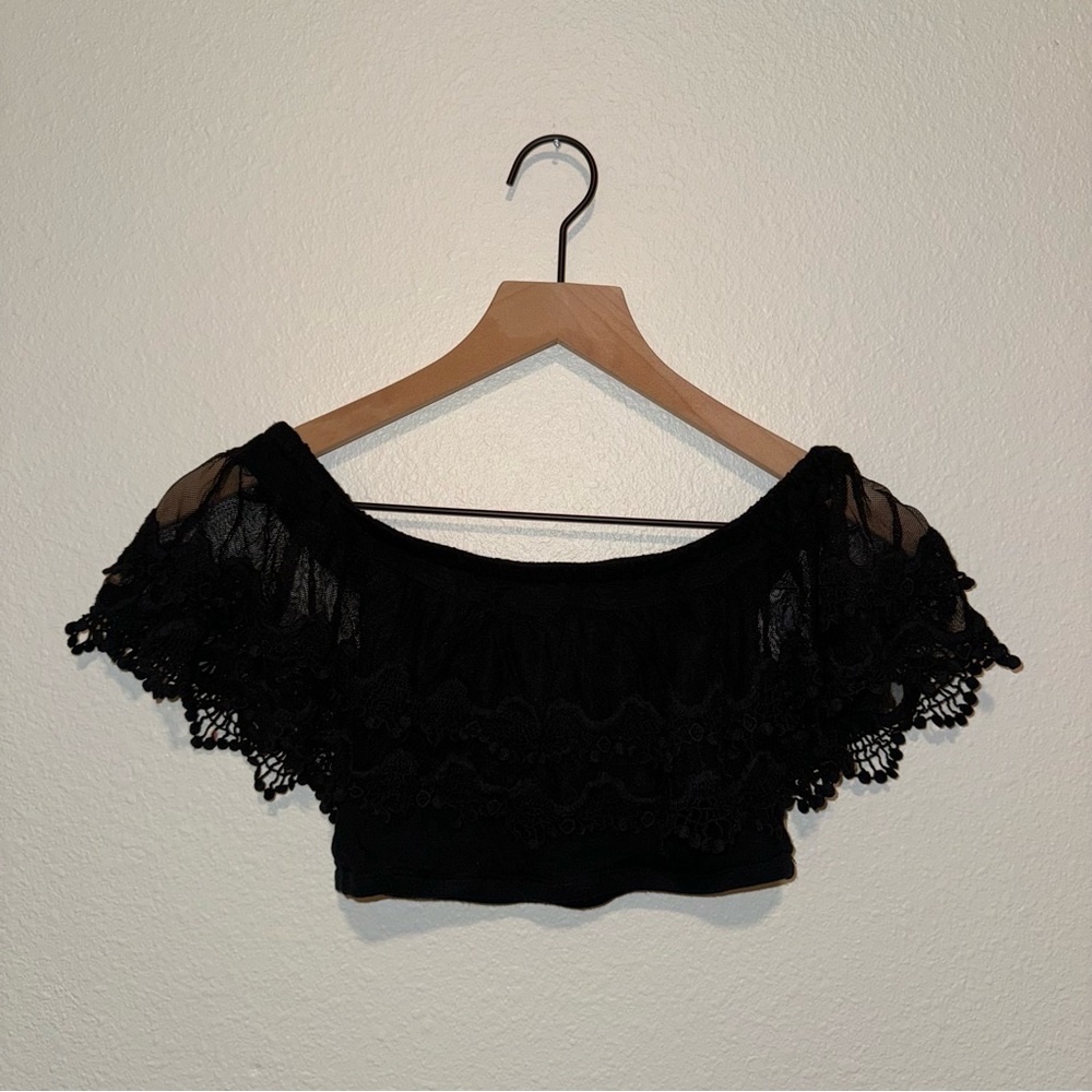 Black Lace Crop Top / Bandeau